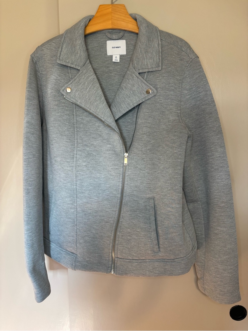 Old Navy Light Gray Bomber Moto Jacket size XL Tall